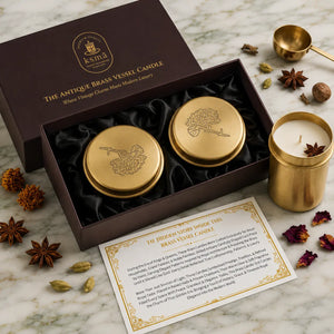 Luxury Antique Brass Candle Set of 2 (Savera Oudh Scented) Decorative Metal Candles, Premium Home Décor Accent for Living Room, Bedroom, Wedding, Housewarming & Festive Gifting Candles