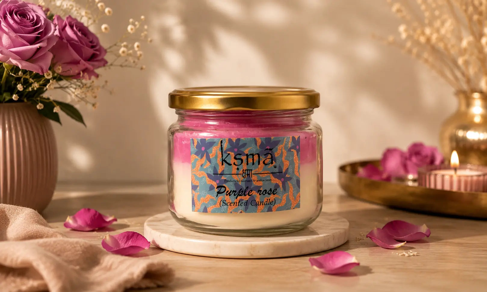 KSMA Jar Candle Purple Rose – A Stylish Glass Jar Candle for Calm Spaces and Daily Comfort