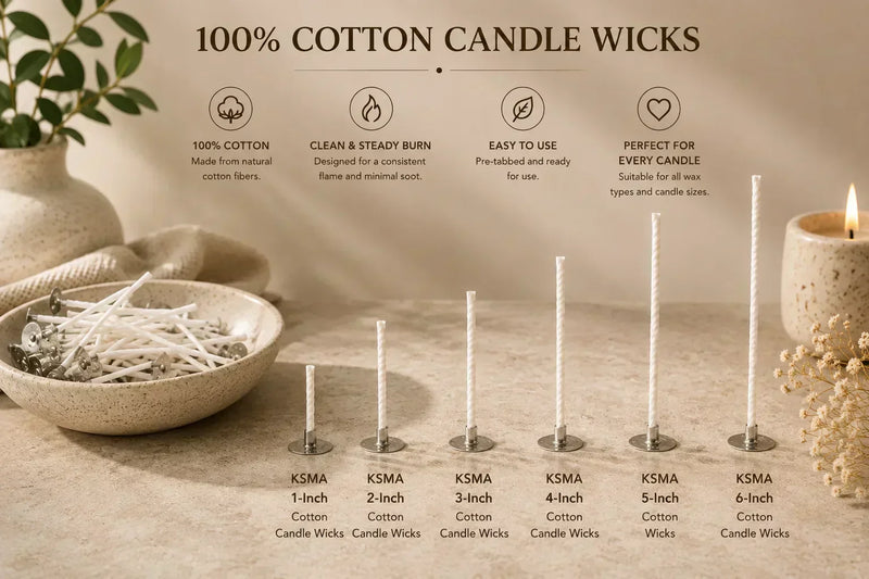 one to six inch , candle wick