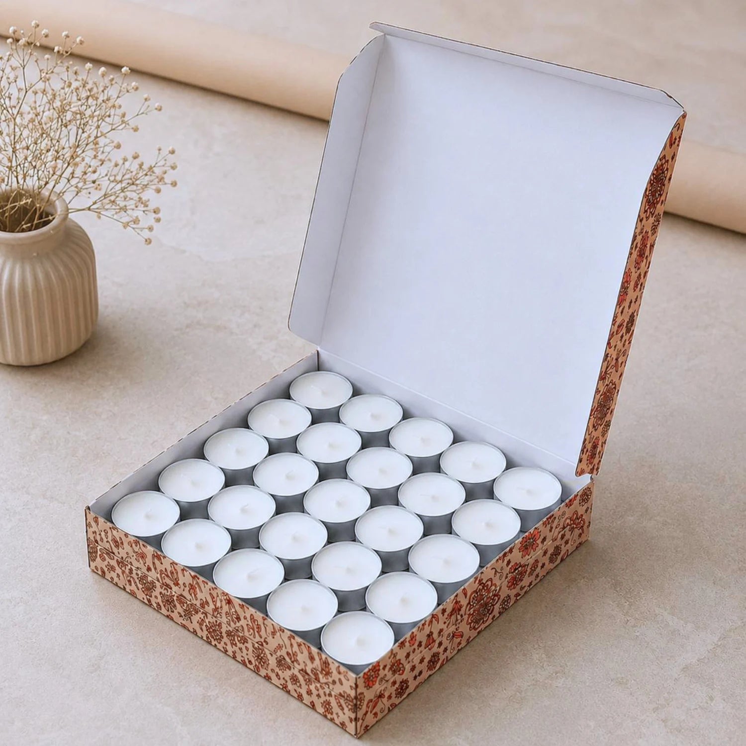 Ksma tealight Candles Set Of 50 Unscented White Long-Burning, Smokeless, Wax Candles | Festive Lighting | Candles for Diwali Decoration | Home Decor, Prayers, Rituals| Tea Light Candle