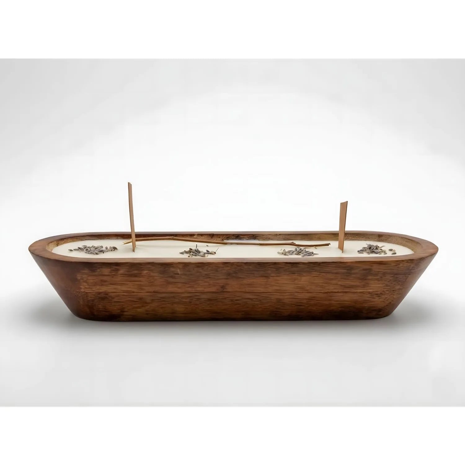 Wooden Boat Candle with Dried Citrus, Lavender Buds, Grass, | Premium Handmade (Lavender Vanilla Scented) for Candle Home Décor, Relaxation & Gifting