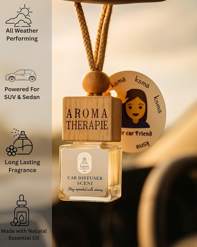Ksmā Car Diffuser (Arabic Oud Scented) Hanging Car Perfume | Long Lasting Natural Aroma |