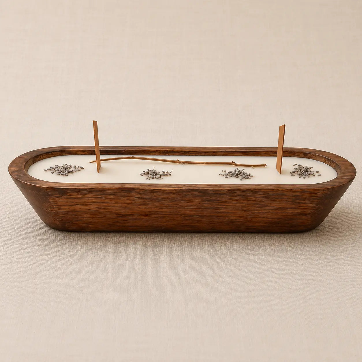 Wooden Boat Candle with Dried Citrus, Lavender Buds, Grass, | Premium Handmade (Lavender Vanilla Scented) for Candle Home Décor, Relaxation & Gifting