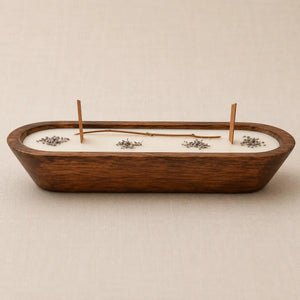 Wooden Boat Candle with Dried Citrus, Lavender Buds, Grass, | Premium Handmade (Lavender Vanilla Scented) for Candle Home Décor, Relaxation & Gifting