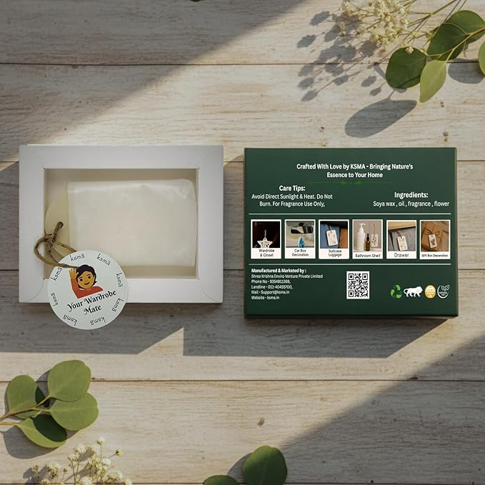 Ksma Aroma Wax Tablet (Cherry Farm Scented) | Natural Soy Wax Air Freshener for Wardrobe, Room & Bathroom | Handmade Fragrance Cube with Dried Flowers | Long-Lasting Scented Hanging Decor