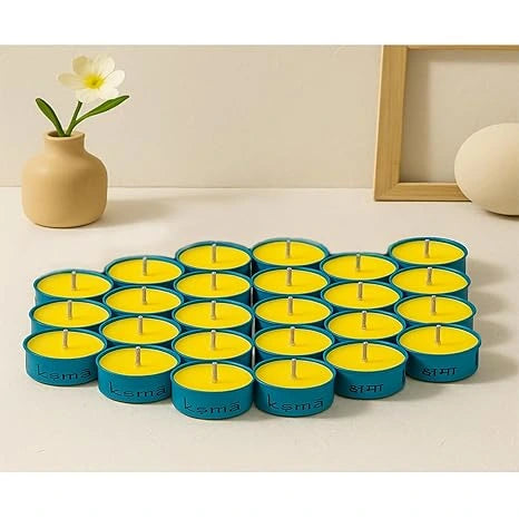 Tea-Light Candles Lime Fragrance (Set of 20) Burning 3hr | Non-Toxic Smokeless & Wax Tea Light Candles