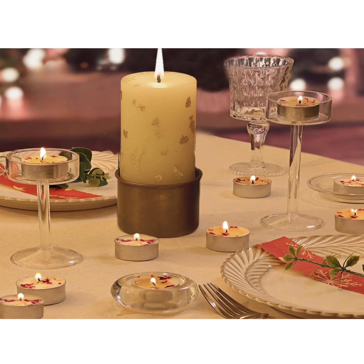 Tea-Light Candles Set of 10 (Rose Scented)