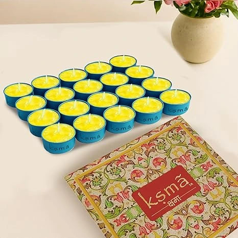 Tea-Light Candles Lime Fragrance (Set of 20) Burning 3hr | Non-Toxic Smokeless & Wax Tea Light Candles