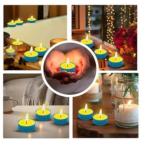 Tea-Light Candles Lime Fragrance (Set of 20) Burning 3hr | Non-Toxic Smokeless & Wax Tea Light Candles