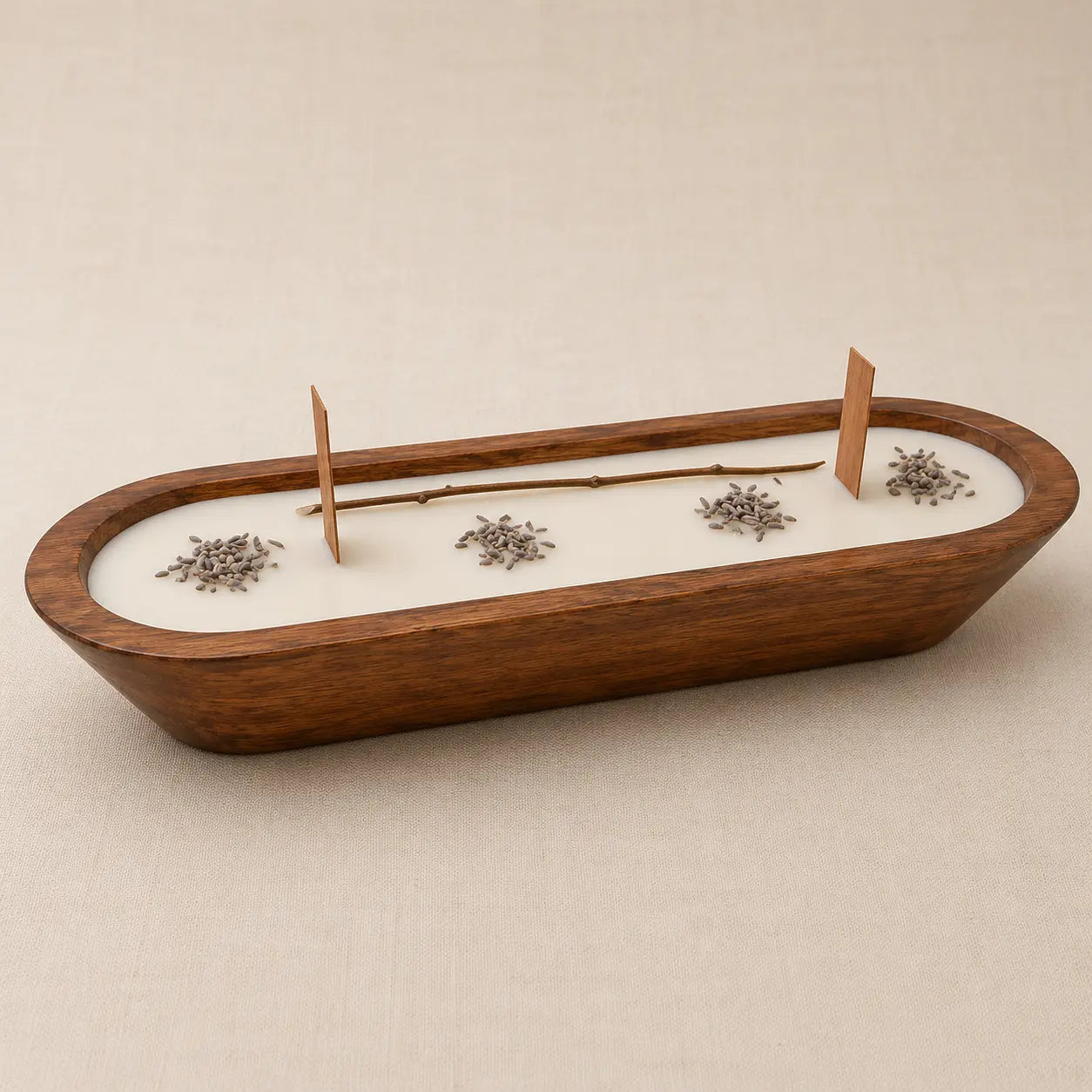 Wooden Boat Candle with Dried Citrus, Lavender Buds, Grass, | Premium Handmade (Lavender Vanilla Scented) for Candle Home Décor, Relaxation & Gifting