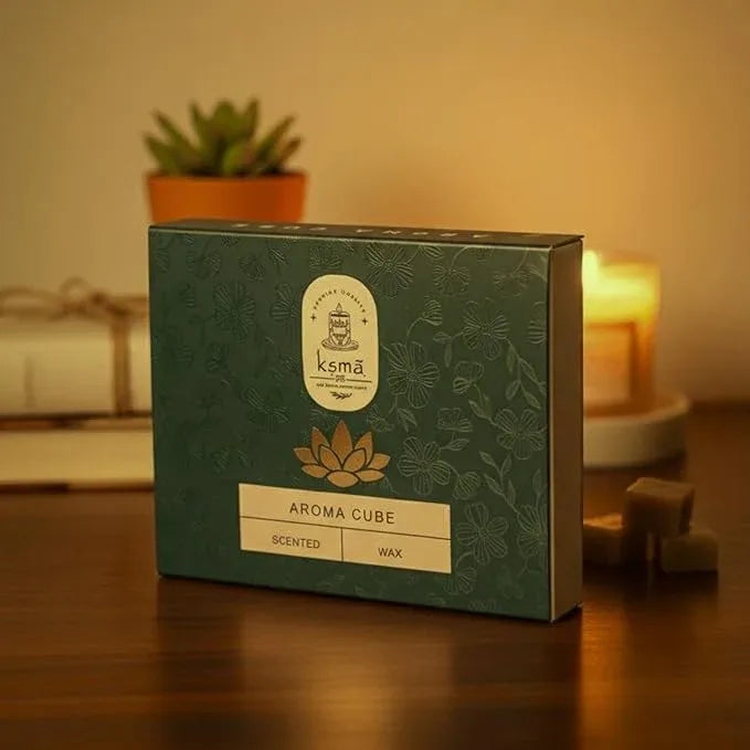Cherry aroma wax tablet placed with candle in warm lighting setup