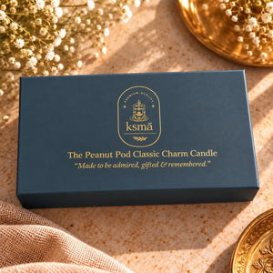 The Peanut Pod Amber Oud Scented Candle | Premium Candle in Unique Peanut Shape Brass Container with Lid | 2 Wick Decorative Candle for Home Decor, Diwali Decoration, Pooja Mandir