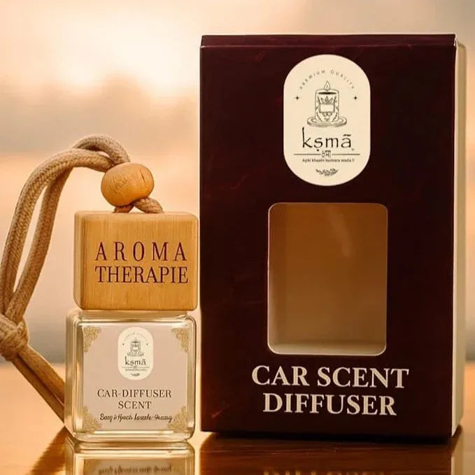 Arabic oud car diffuser with glass bottle and packaging box display