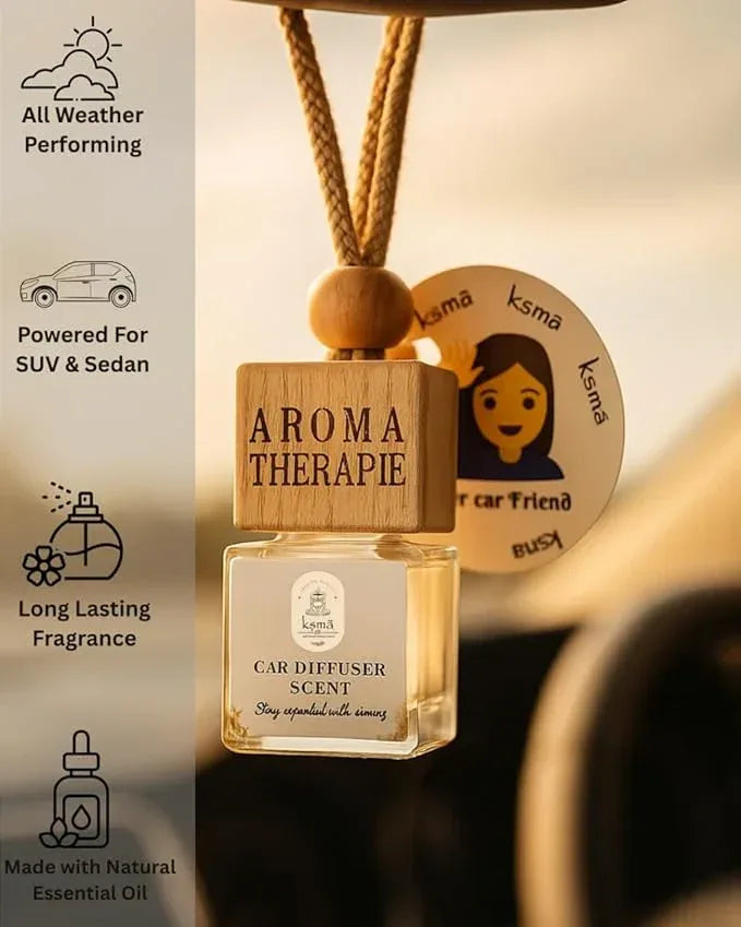 Arabic oud car diffuser bottle placed with accessories in styled setup