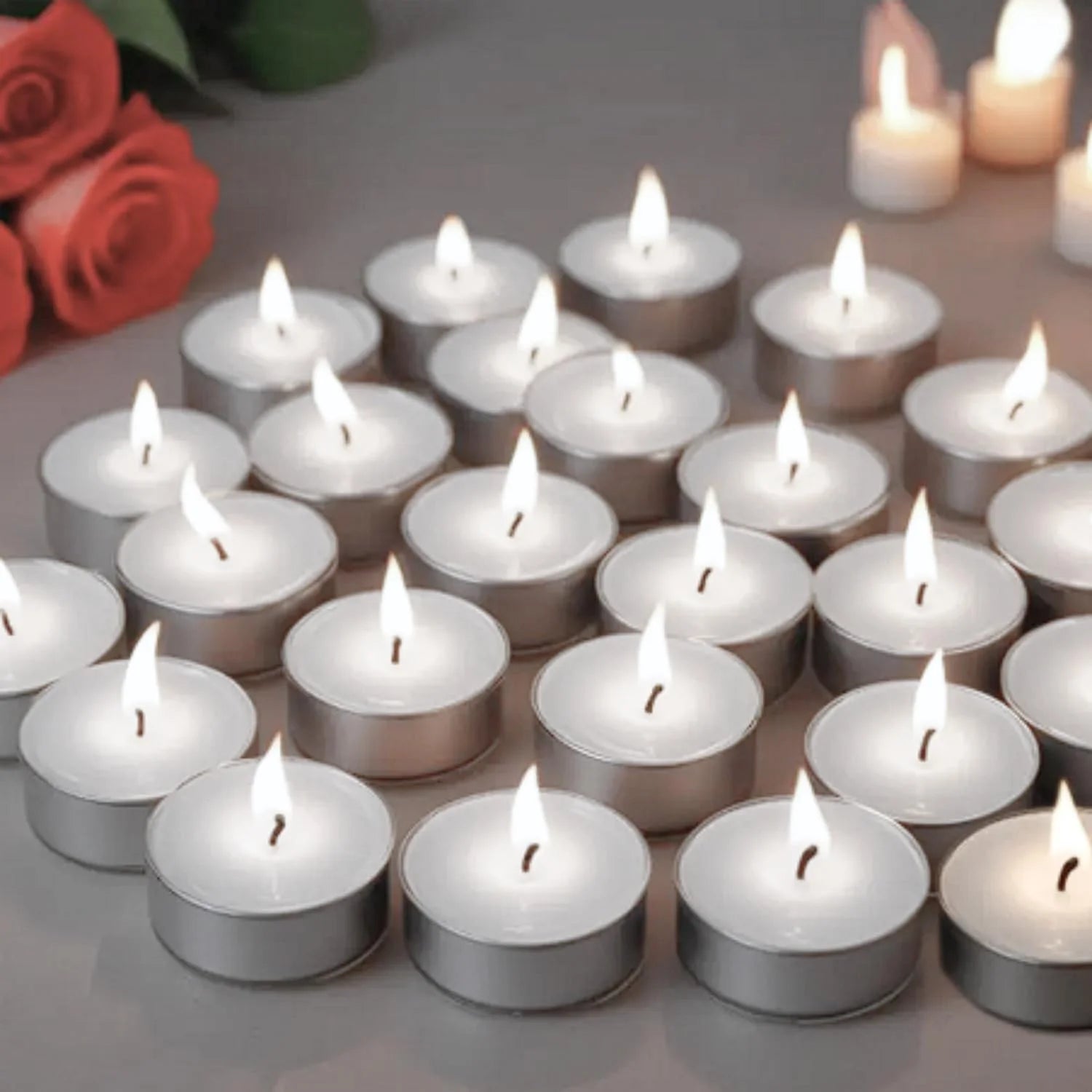 Basil fragrance tea light candles displayed for home decor and festive decoration use