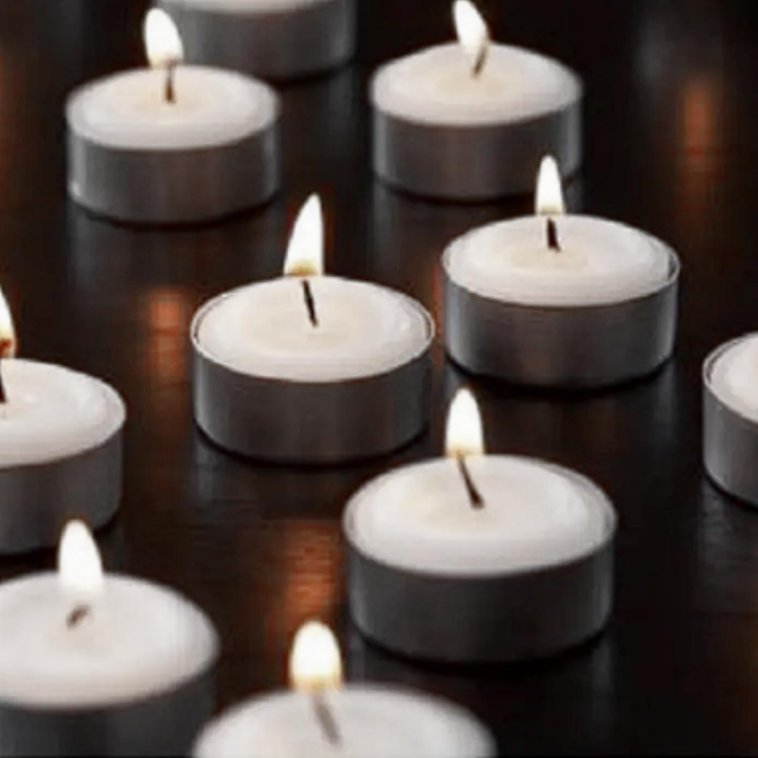 Basil fragrance tea light candles lit display for decoration and ambient lighting