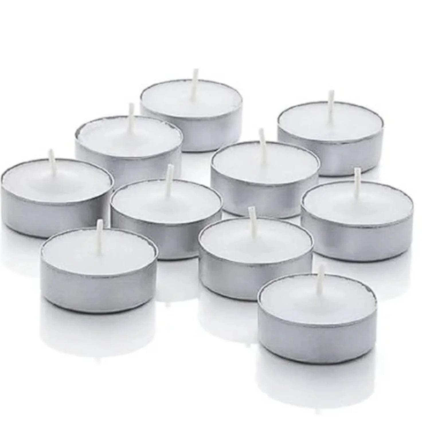 Basil fragrance tea light candles pack of 10 arranged together product display