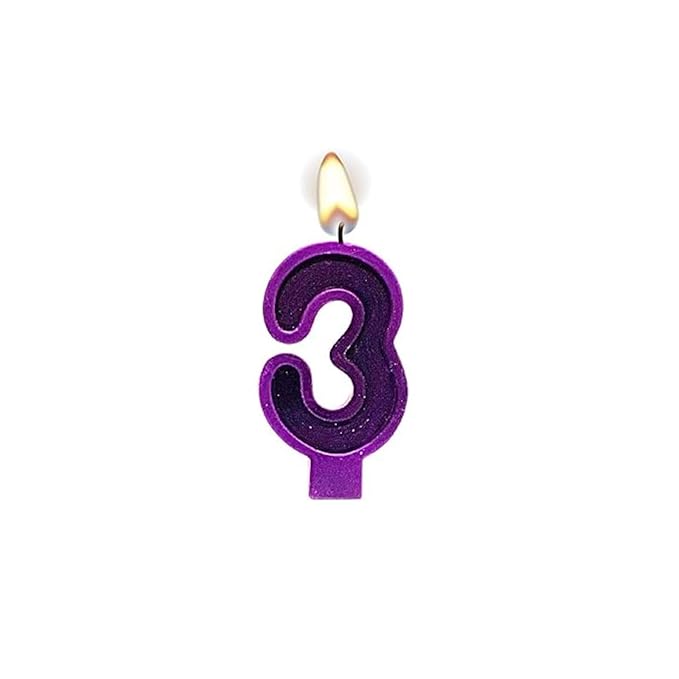 Birthday number 3 candle purple color cake topper candle