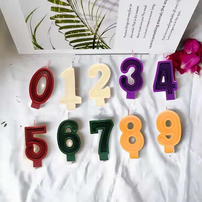 Birthday number candles set from 0 to 9 colorful cake candles