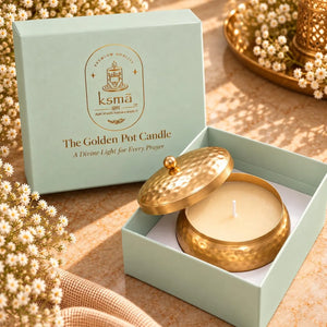 The Golden Pot Arabic Oudh Scented Candle | Premium Candle in Luxury Brass Metal Pot with Hammered Lid | Decorative Candle for Home Decor, Diwali Decoration Items, Pooja Mandir & Gifting