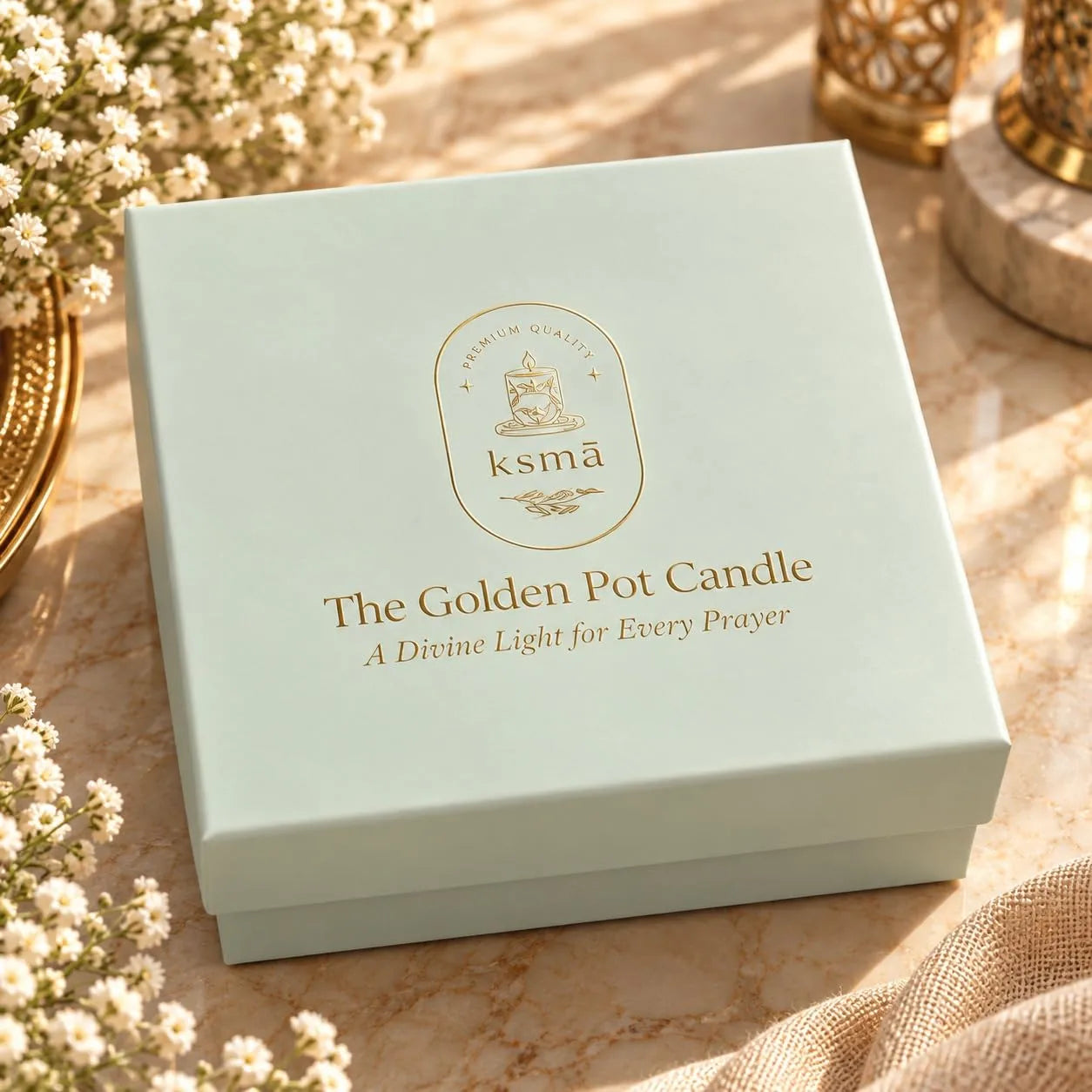 The Golden Pot Arabic Oudh Scented Candle | Premium Candle in Luxury Brass Metal Pot with Hammered Lid | Decorative Candle for Home Decor, Diwali Decoration Items, Pooja Mandir & Gifting