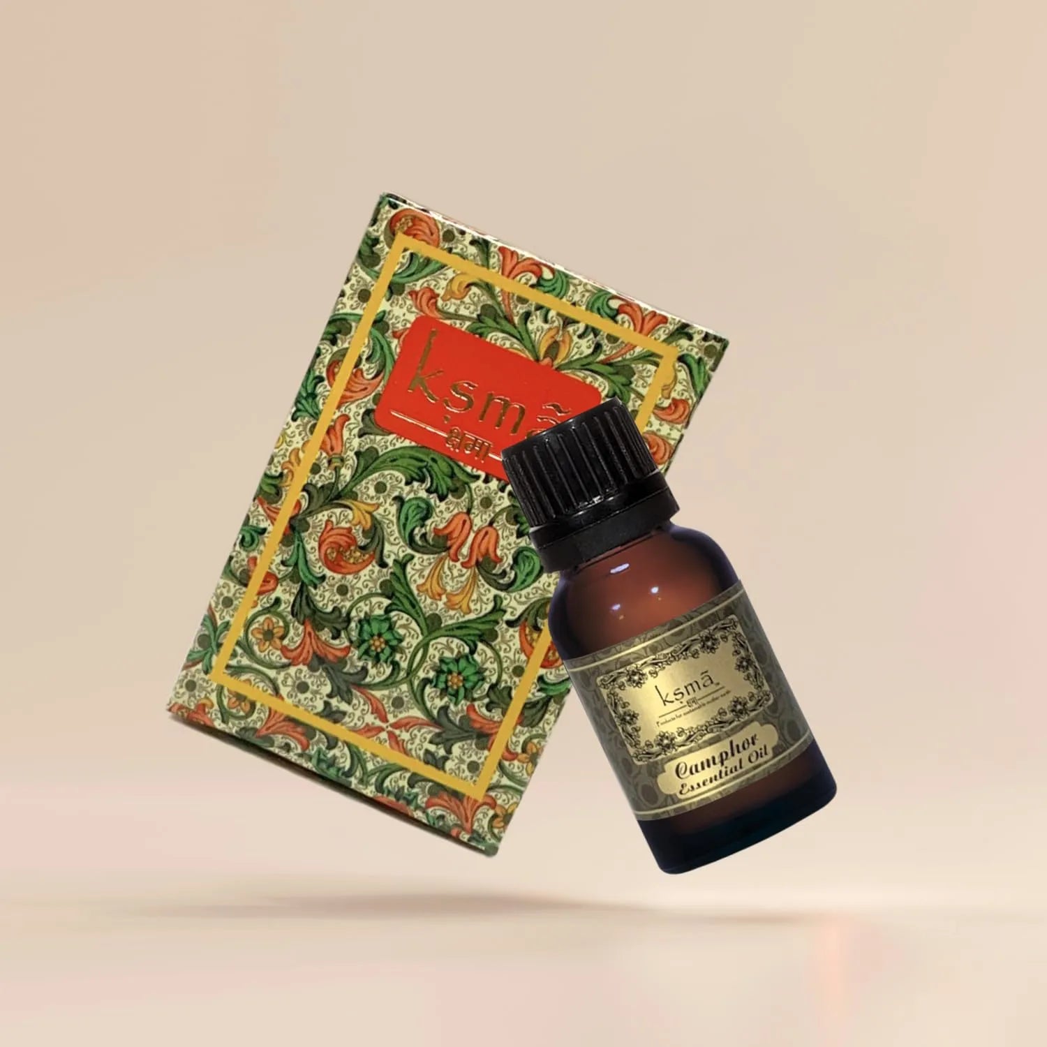 Camphor essential oil bottle with decorative packaging box