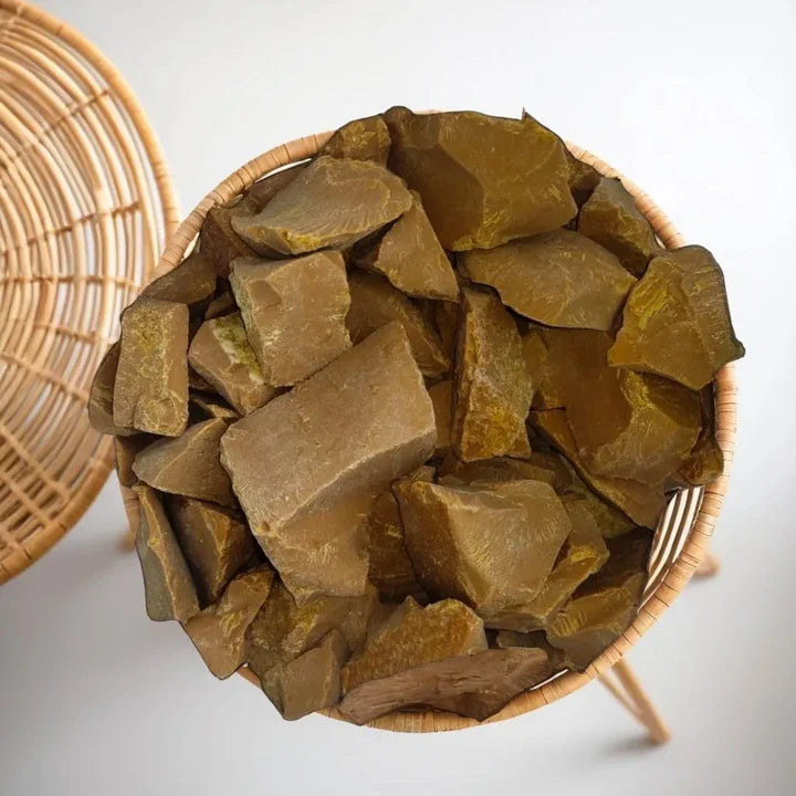 Close view of carnauba wax flakes used for various industrial applications