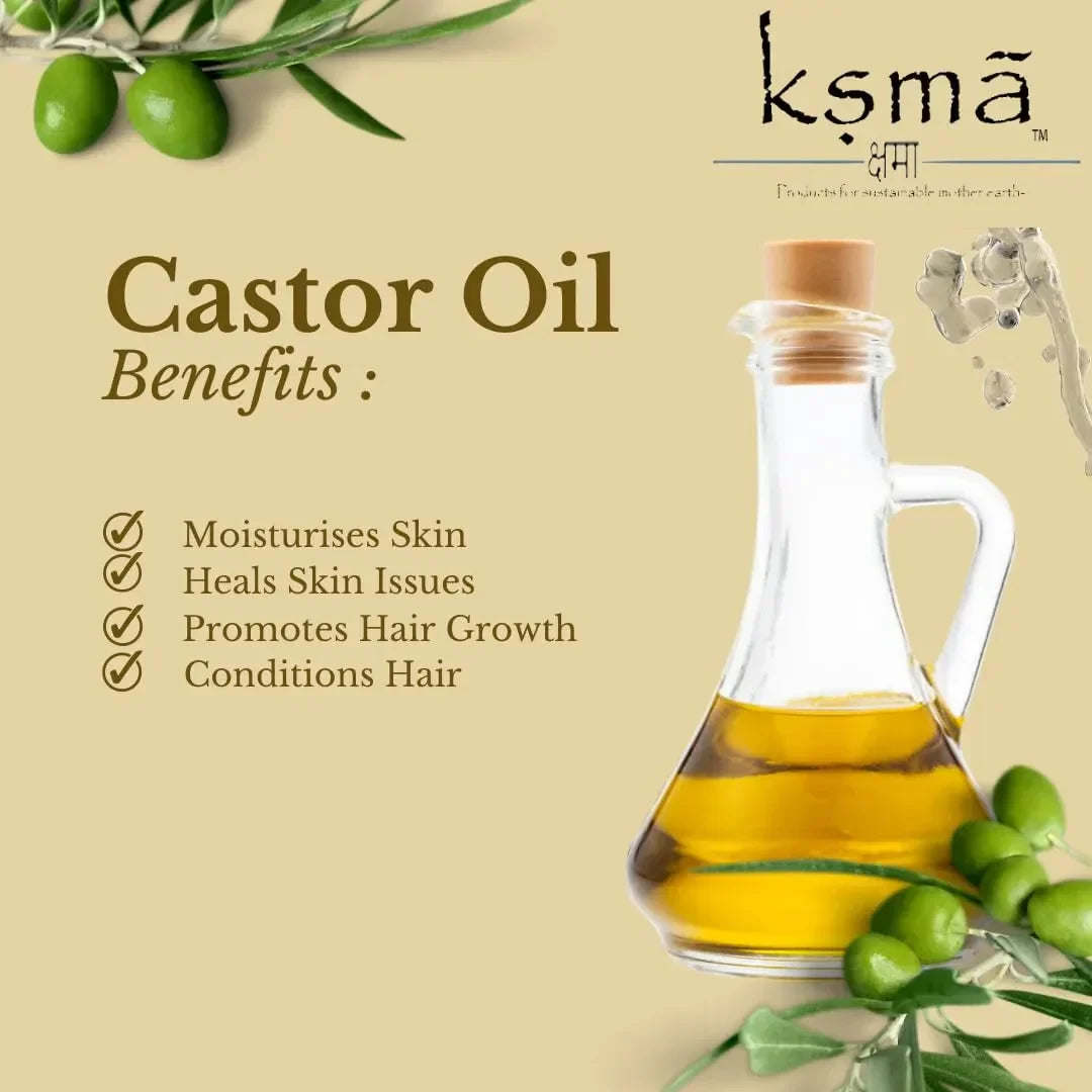 Visual representation of castor oil pouring from bottle