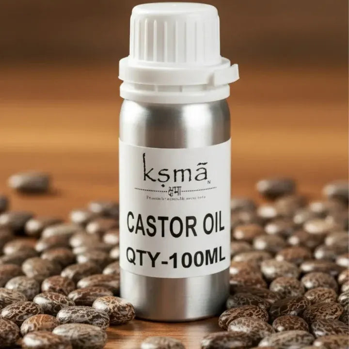 Castor carrier oil in white bottle for daily use