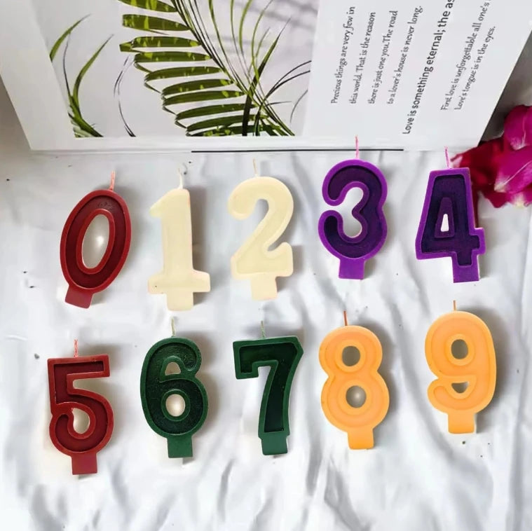 Colorful birthday number candles from zero to nine