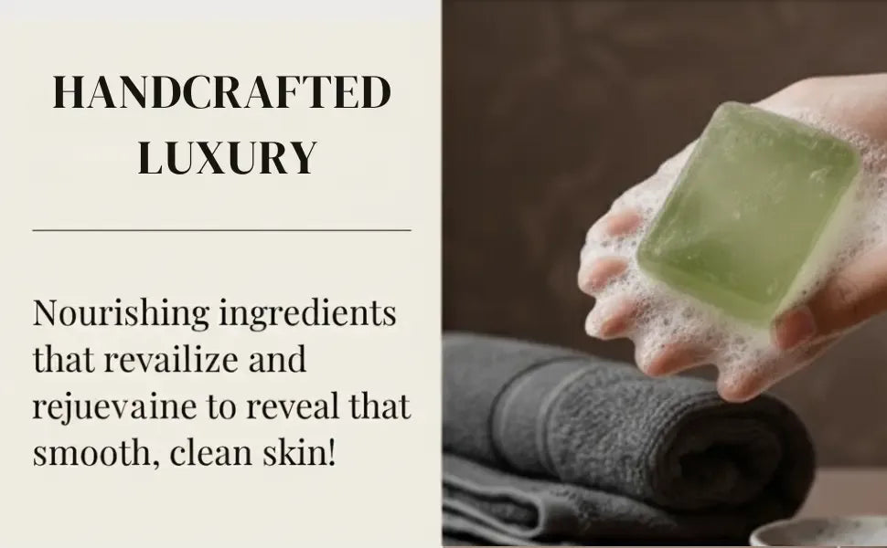 Cucumber soap bar placed on wooden tray in bathroom style setup