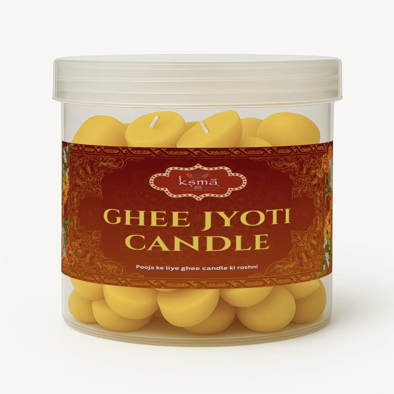 Ghee diya candles jar container packaging showing multiple diya candles