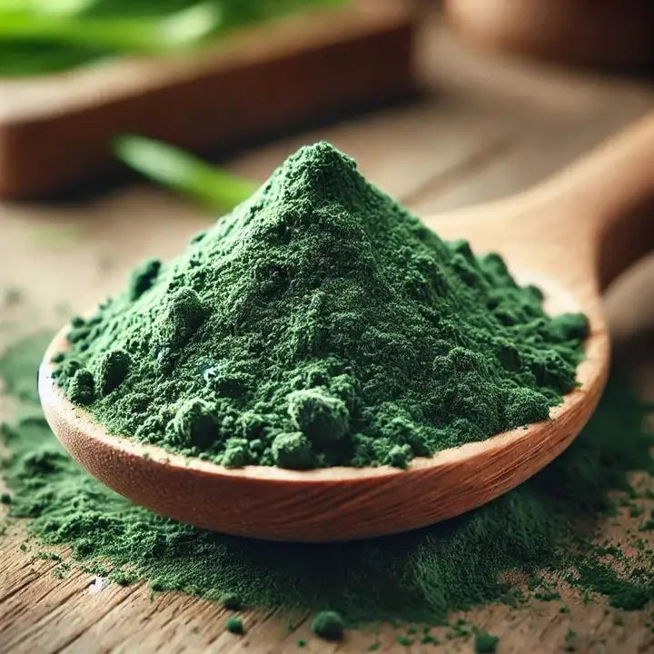 Green candle pigment powder material display