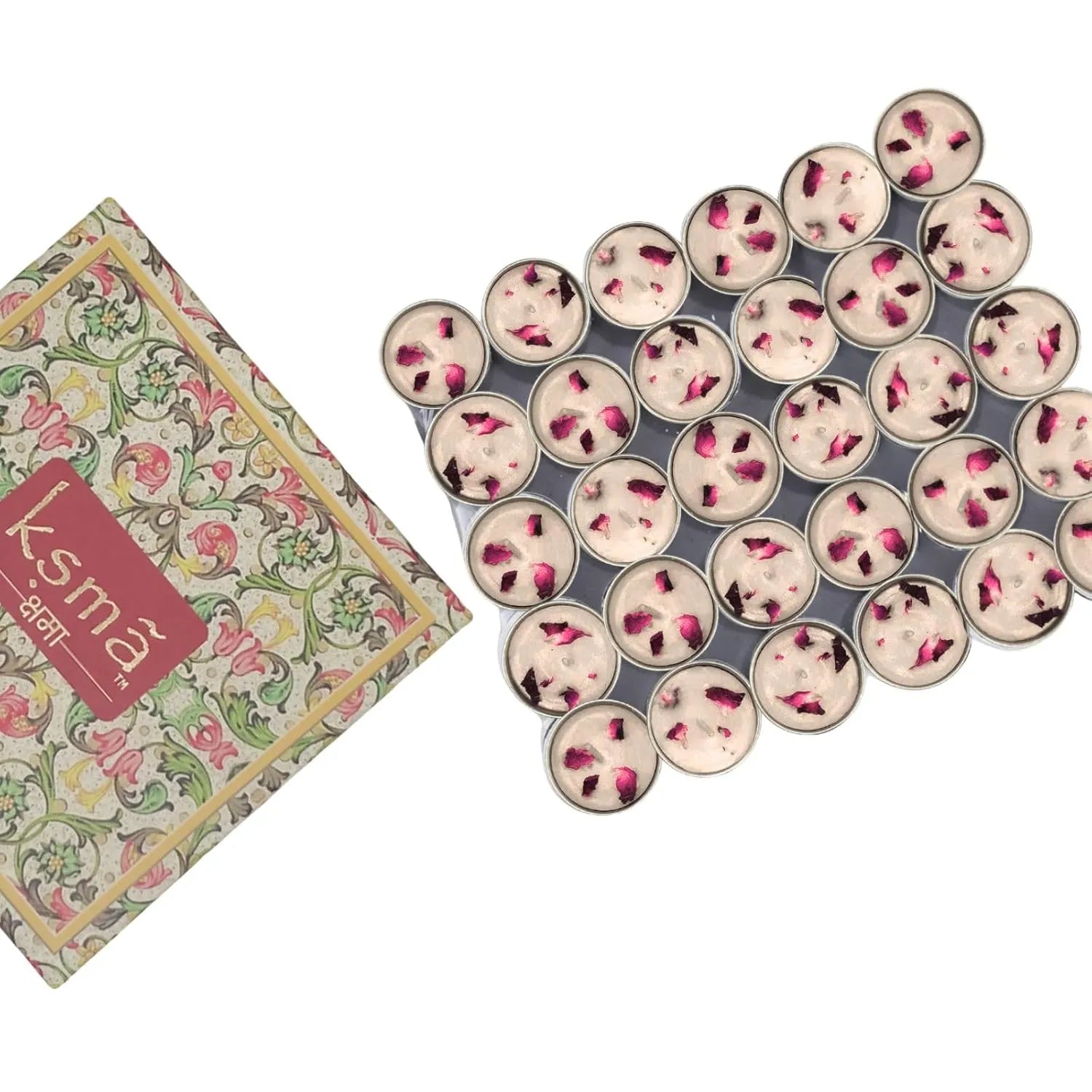 Set Of 30 Rose Leaf Tealight Candle