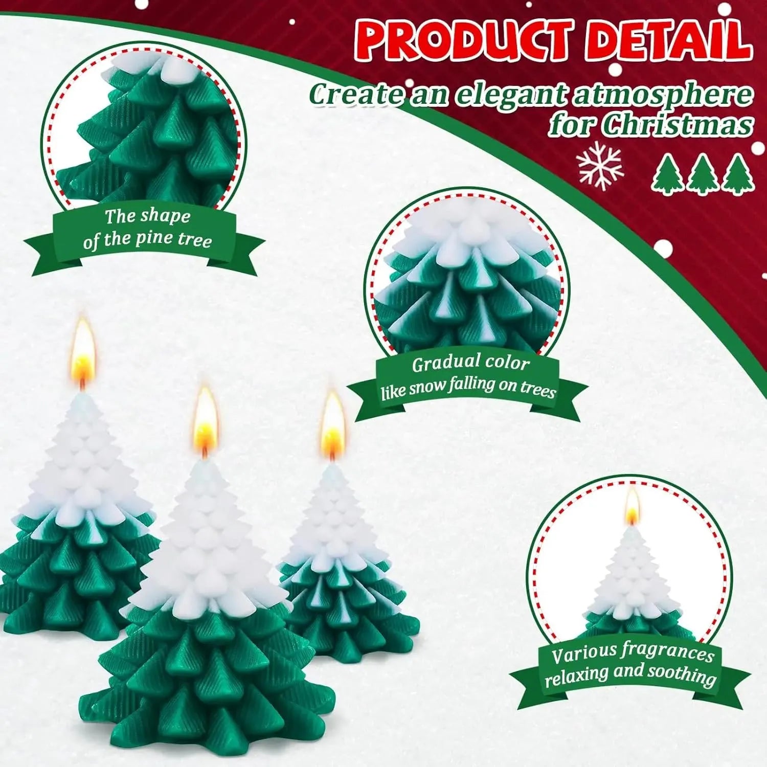 Set 2 Tree Candle (White Green)
