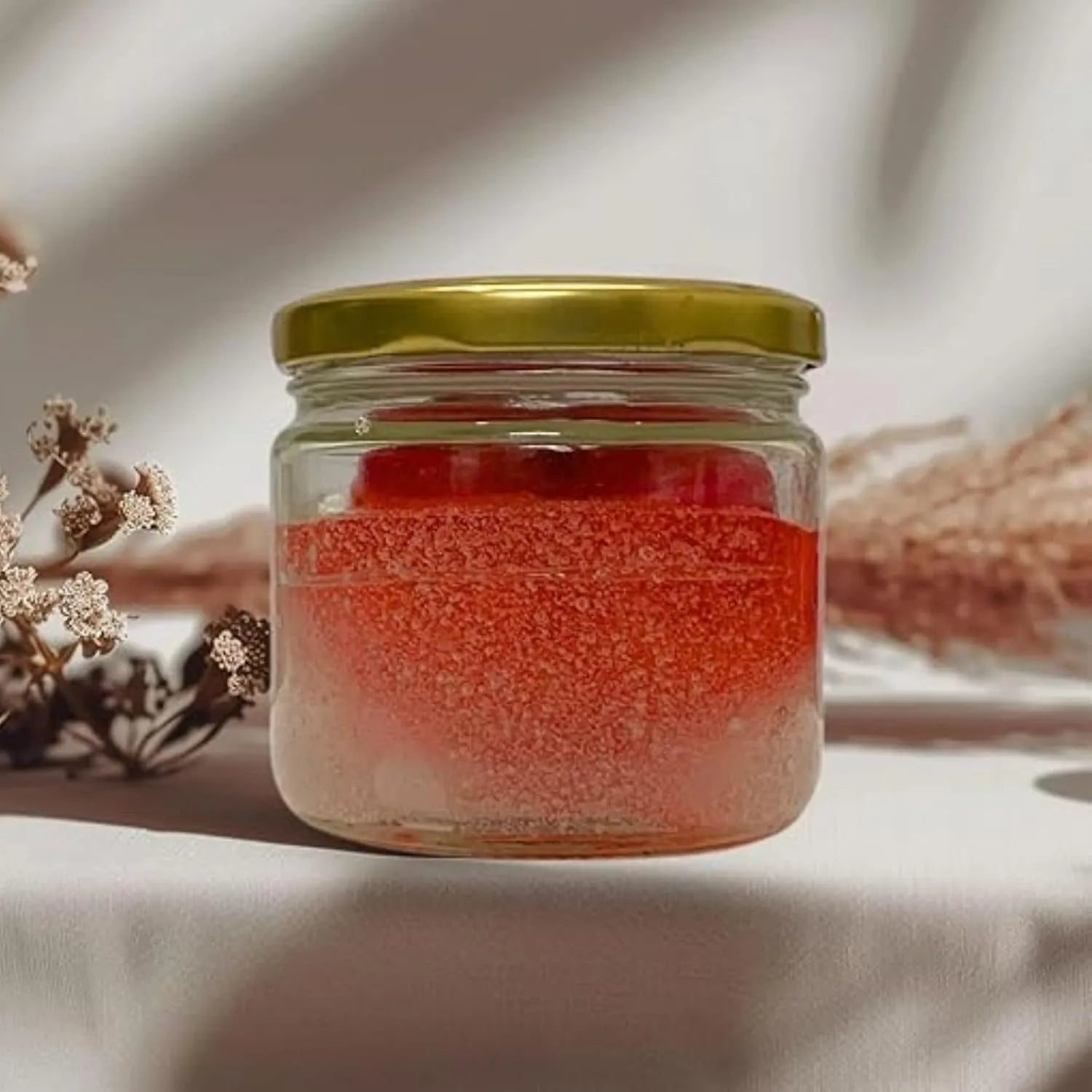 Jar Candle Single Heart Red