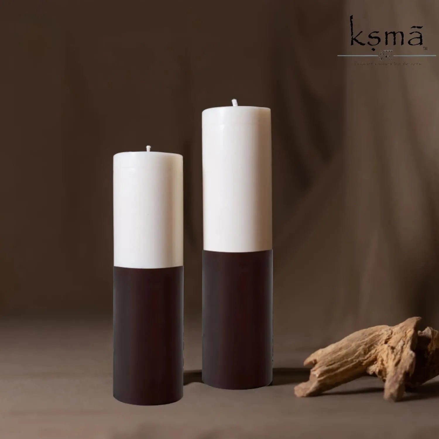 Set of 1  Cylinder Pillar Candle Mocha