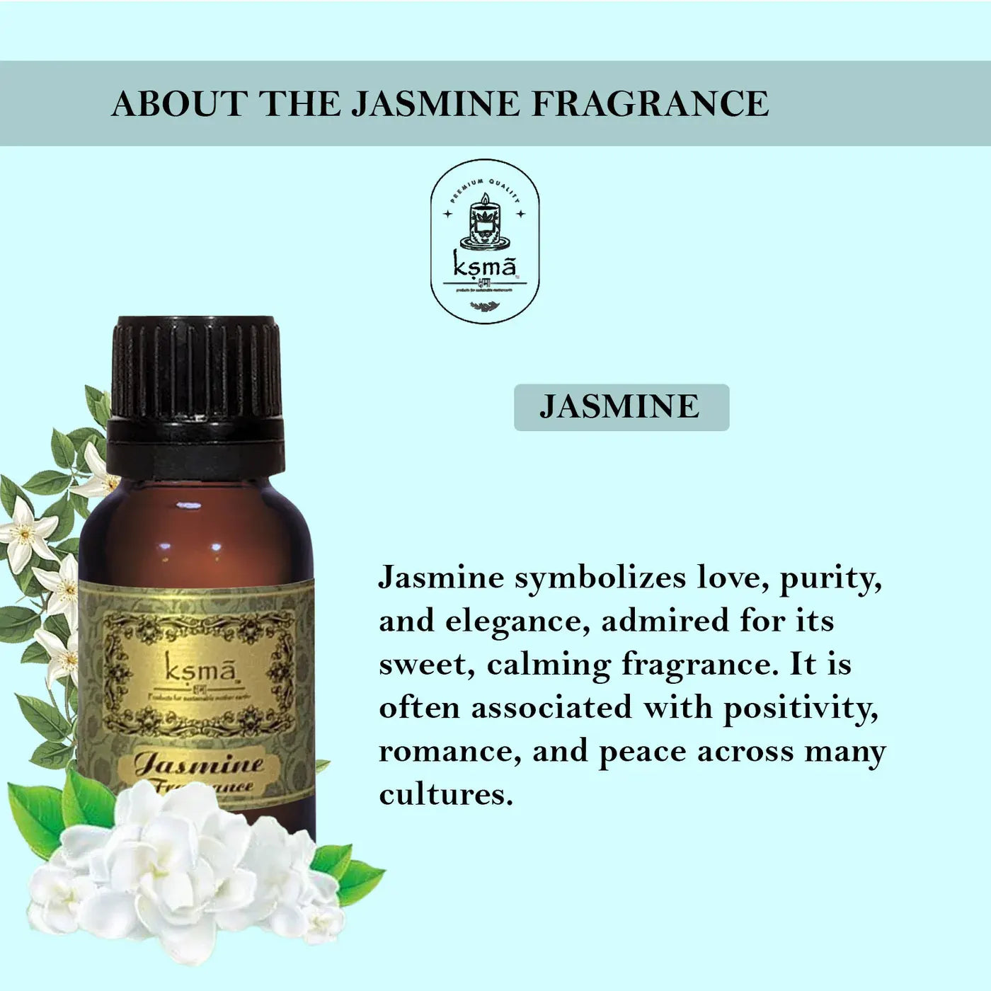 Jasmine fragrance oil usage chart showing applications in candles soap and diffuser products
