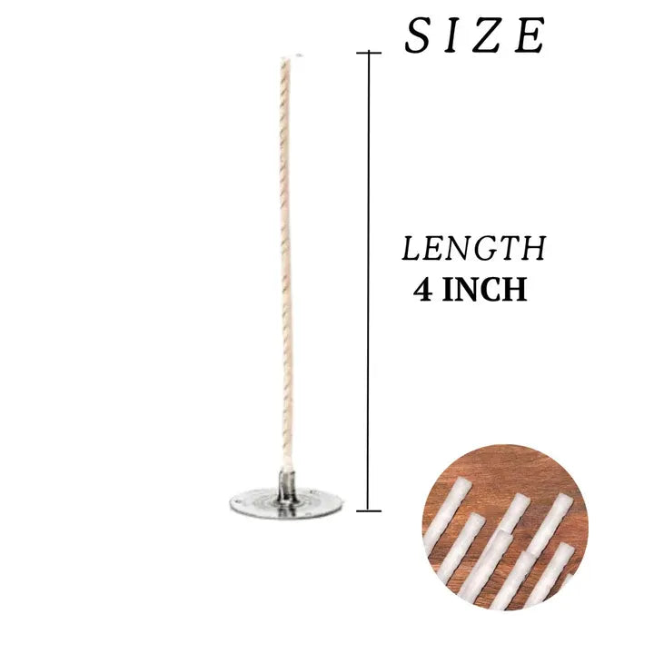 KSMA 4 inch candle wicks with metal base for candle making
