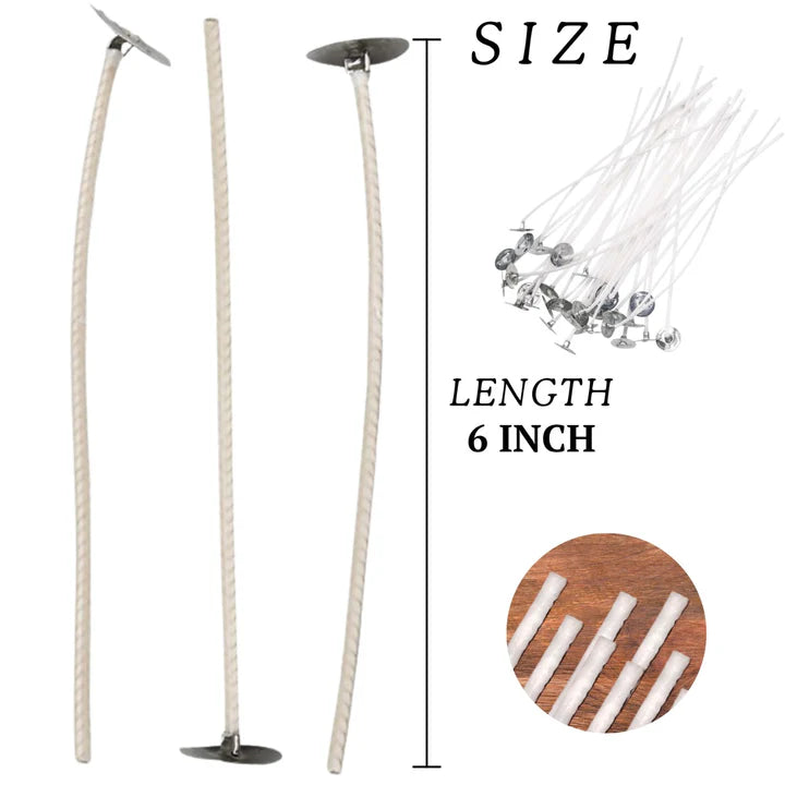KSMA 6 inch candle wicks with metal base for candle making
