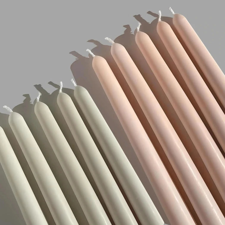 Long pillar candles stacked together