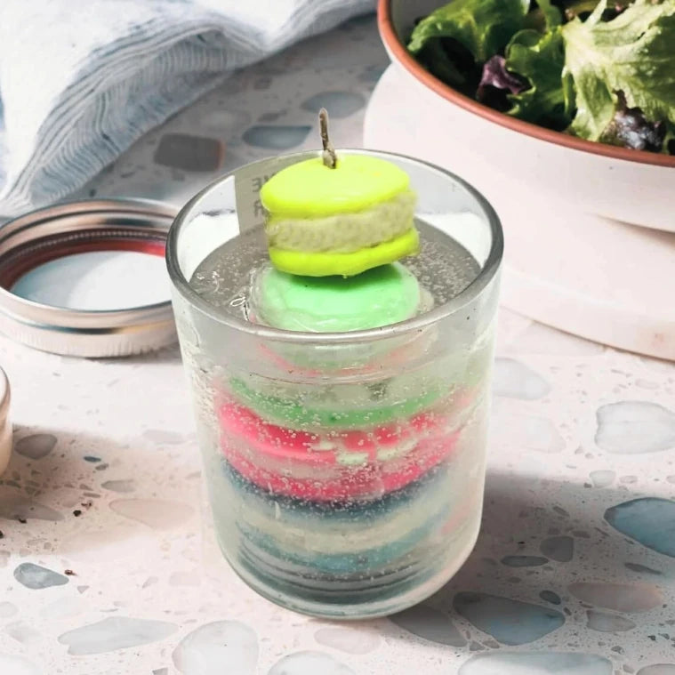 Macaroon fragrance glass candle for room decoration display