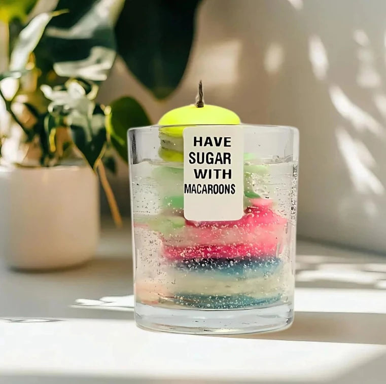 Macaroon fragrance glass candle decorative product display