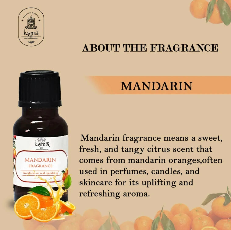 Mandarin fragrance oil with usage details for candle making soap making diffuser and home fragrance