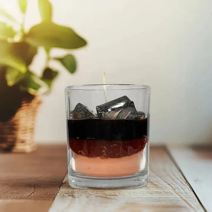 mocha jar candle styled on table warm decor setup modern home decoration