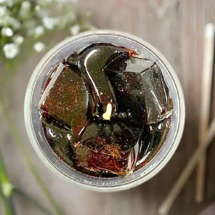 Top view of iced mocha glass jar candle