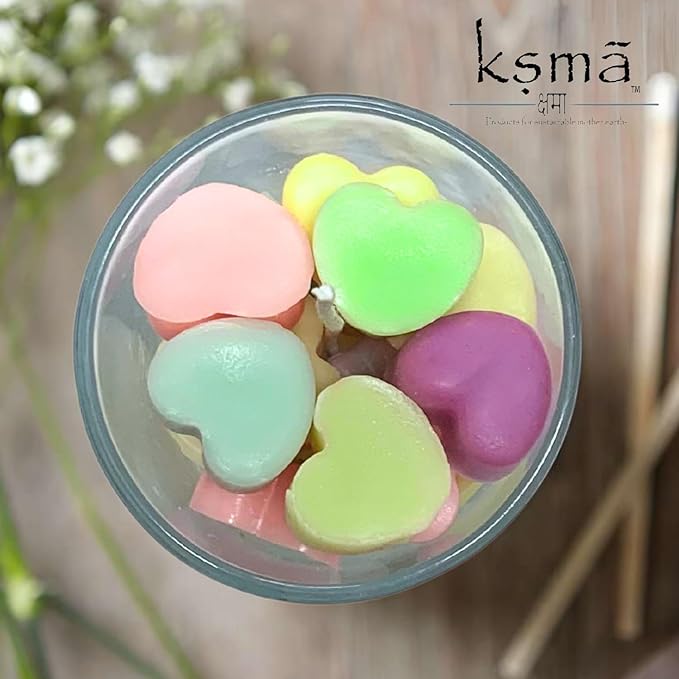 Multi heart shape candles in glass jar colorful decorative candle product