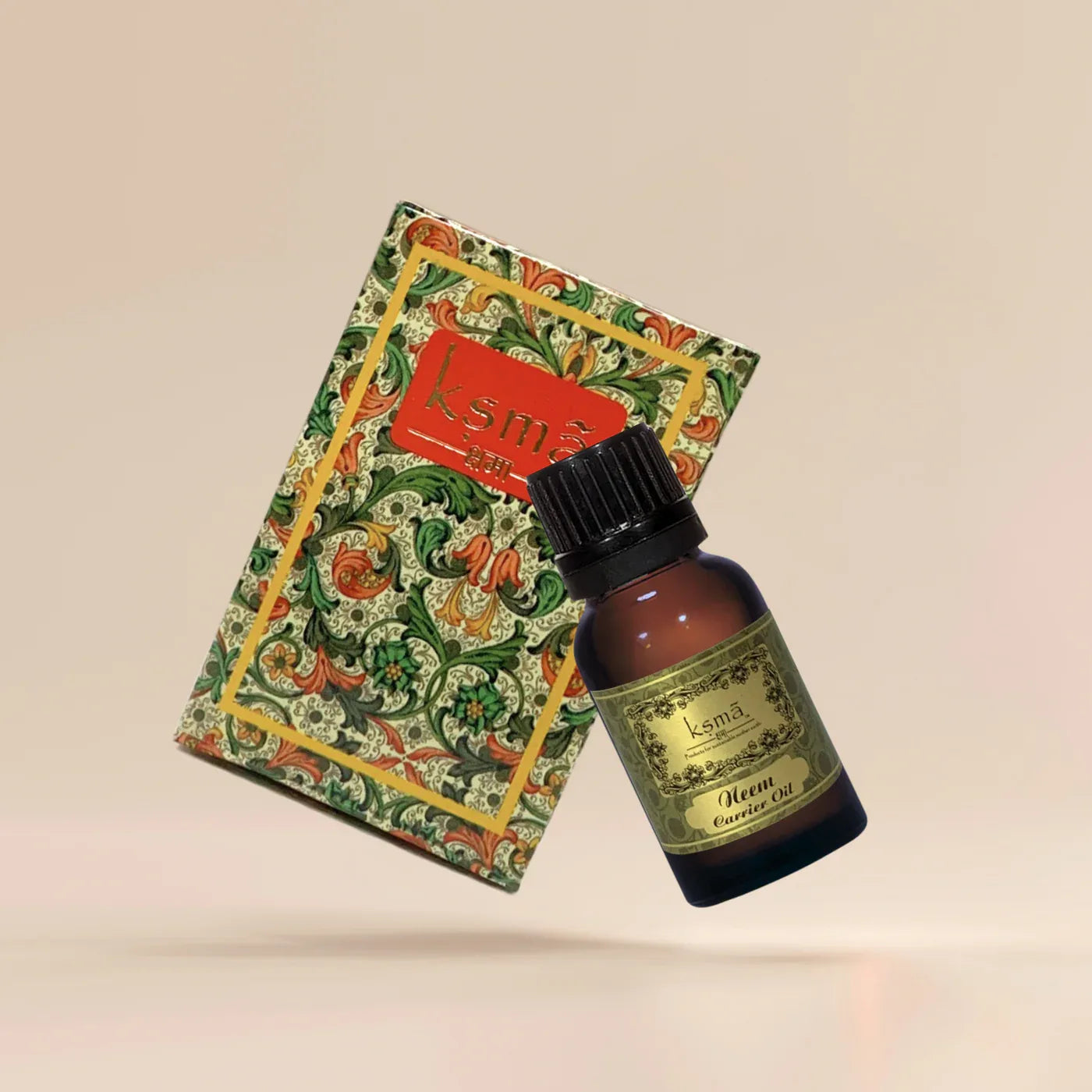 Neem carrier oil bottle placed with decorative packaging box