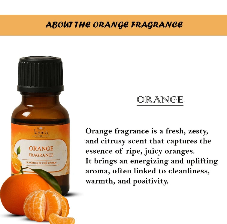 Orange fragrance oil with usage details for candles soaps diffusers and home fragrance