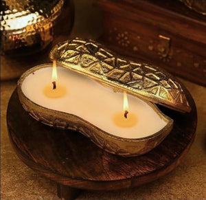 Premium peanut pod shape metal candle luxury decorative candle
